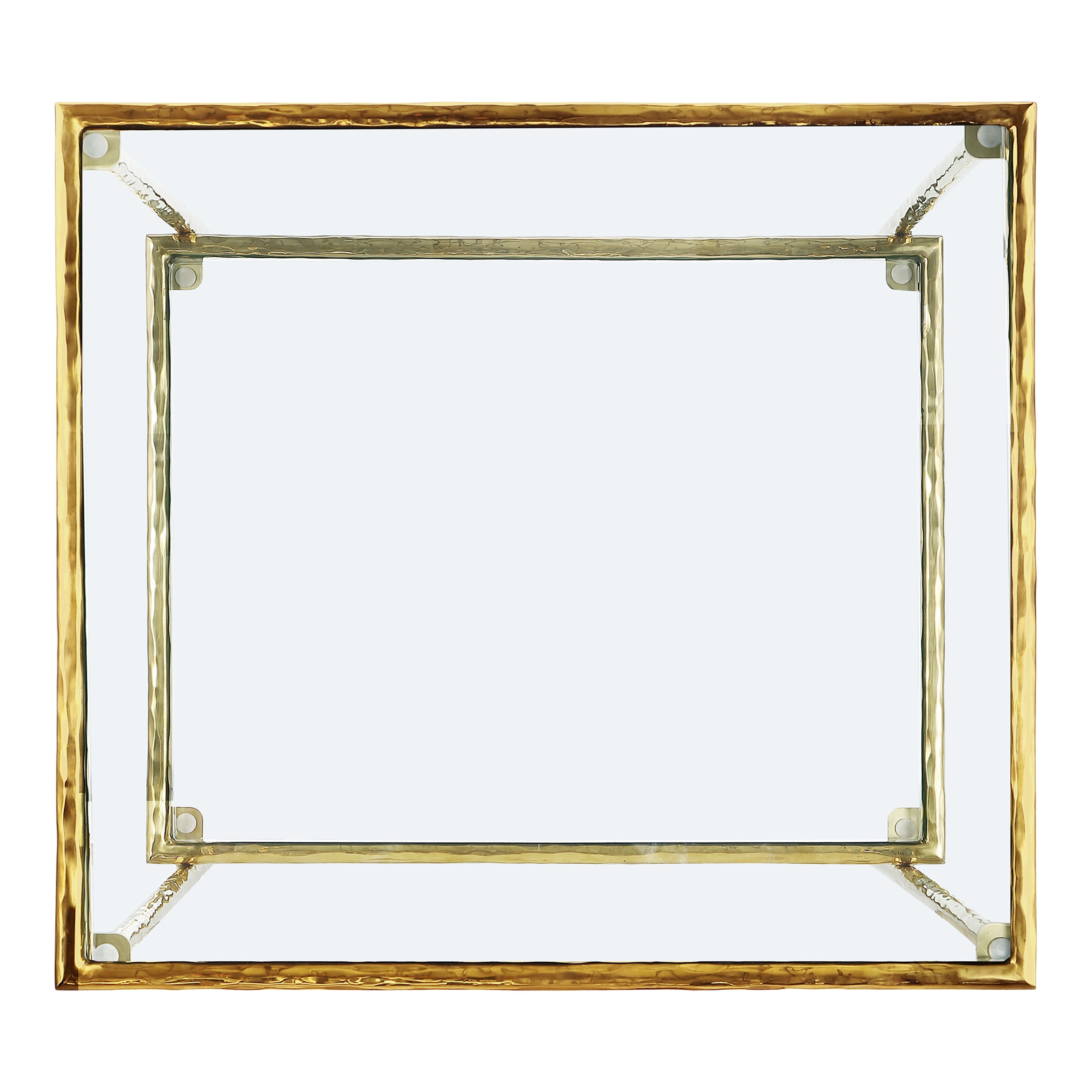 Furniture of America Zayen Modern Stainless Steel 1-Shelf End Table with Tempered Glass Top, Gold