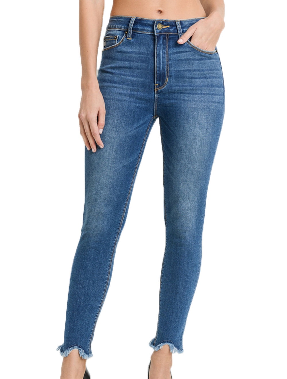 frayed end skinny jeans