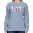 thumbnail image 2 of Smartprints USA 1776 Patriotic Vintage Women's Sweatshirt, Light Blue, S, 2 of 3