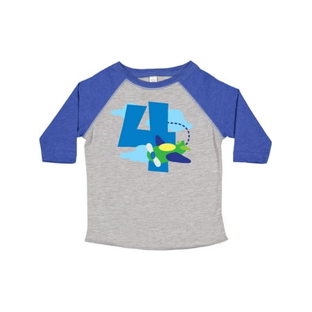 

Inktastic 4th Birthday Airplane Pilot Childs Gift Toddler Boy Girl T-Shirt