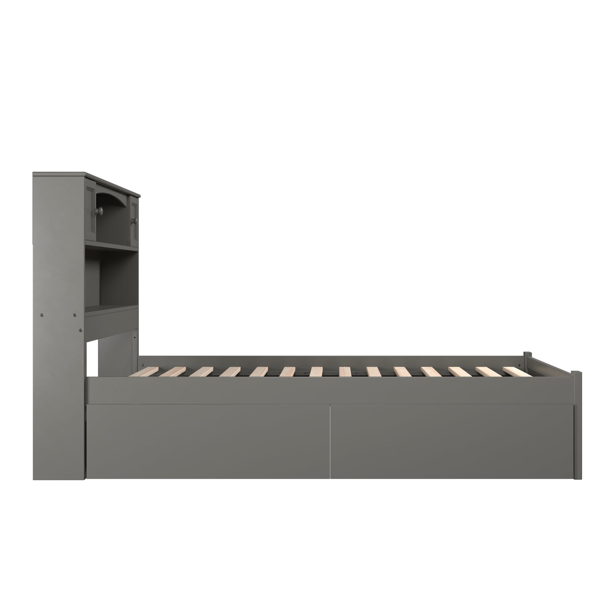AFI Newport Full Solid Wood Platform Bed with Footboard & 2 Storage Drawers, Grey