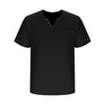 thumbnail image 5 of ZCFZJW Mens Cotton Henley T-Shirts Short Sleeve Button Regular Fit Casual Basic Solid Color Athletic Tees Work Shirts with Pockets Black XL, 5 of 7