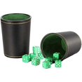 thumbnail image 1 of 1 vaso de dados de cuero PU forrado con fieltro de terciopelo, con 5 agitadores silenciosos de dados estándar, adecuado para bar, fiesta y juegos familiares (2 piezas en verde) ER, 1 of 3