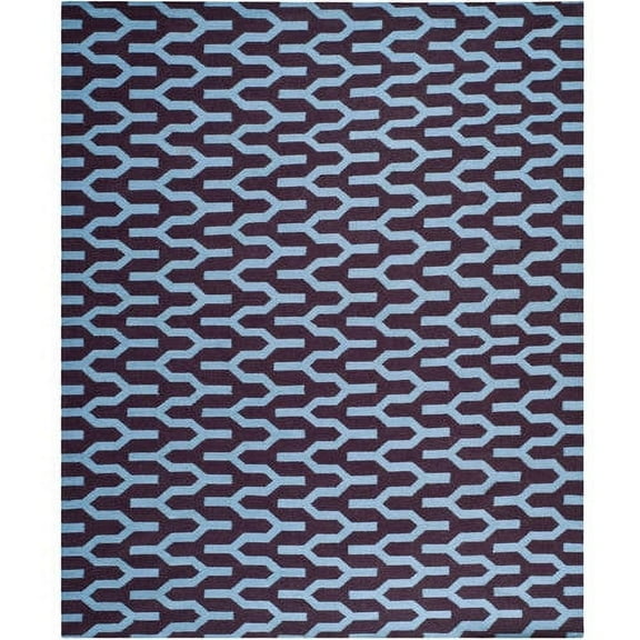 SAFAVIEH Dhurrie Tristen Geometric Moroccan Wool Area Rug, Purple/Blue, 3' x 5'