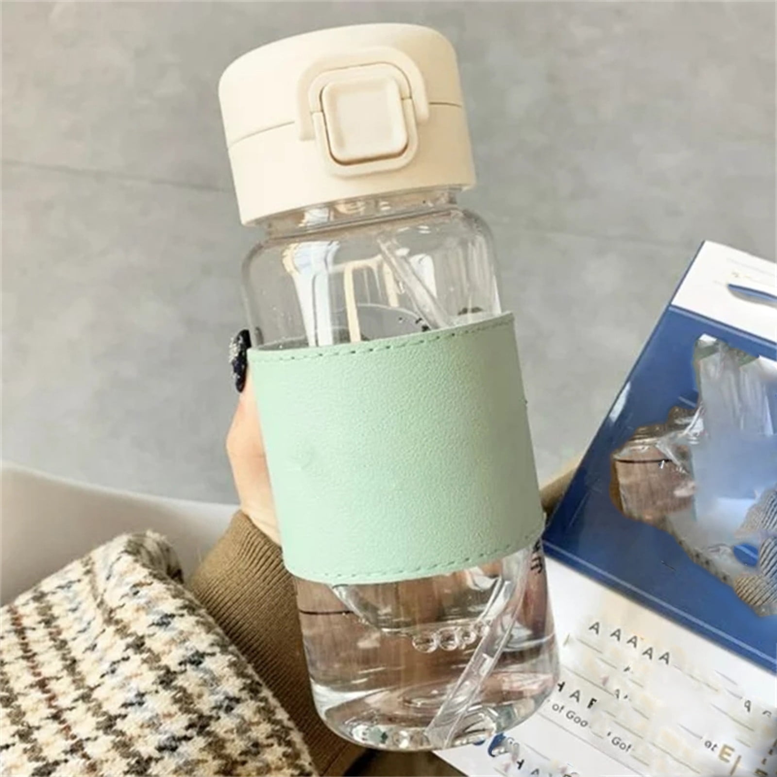 XKHZJL Spring Sippy Cup With Leather Cover Ironing Plastic Cup Male And Female Students Couples Gift Water Cup