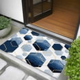 thumbnail image 5 of 2x3 Door Mat Rug, Navy Blue Marble Non-Skid Rubber Backing Large Rectangle Rugs - Living Room Bedroom Home Office, Gold White Geometric Hexagon Modern Indoor Floor Mat Carpets Washable Rug, 5 of 9