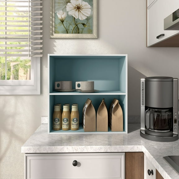 Join Stackable 2-Tier Wood Light Blue Playroom Bookcase