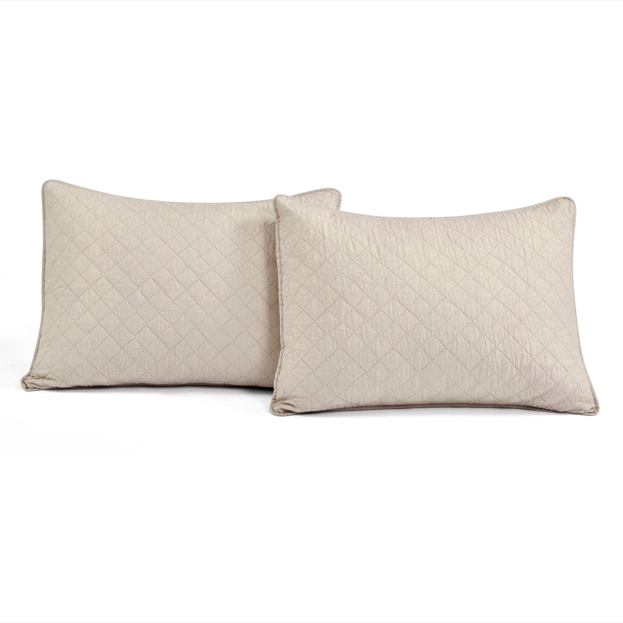 Lush Decor Ava Diamond Minimalist Modern Solid Cotton Lightweight Oversized Quilt, King, Ivory, 2-3 Piece Set