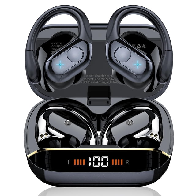Auriculares inalámbricos Qecnato Bluetooth 5.4 75H Playtime IP7 negros