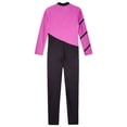 thumbnail image 6 of TSSOE Girls Long Sleeve Dance Unitard Jumpsuit Mock Neck Striped Full Length Gymnastics Leotard Hot Pink 12, 6 of 7