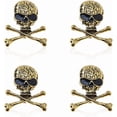 thumbnail image 1 of 4 broches y prendedores góticos plateados y dorados con forma de calavera y tibias cruzadas, estilo punk, de aleación. Ideales para decorar abrigos, chaquetas y otros atuendos de hombre y mujer., 1 of 9