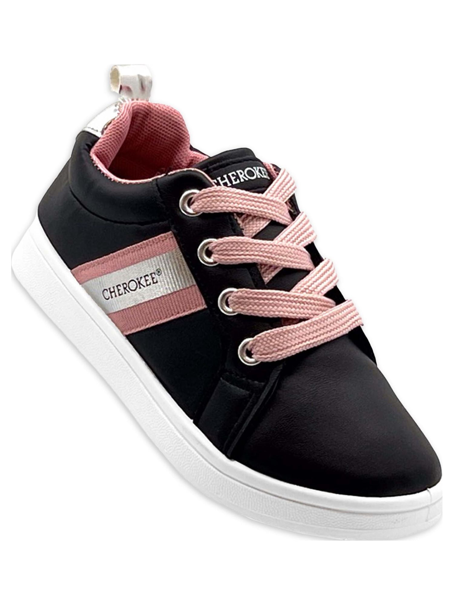 Cherokee Girls’ Casual Low Top Denim Fashion Lace-Up Sneakers, Sizes 11-3