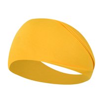 JDEFEG Sports Headbands for Women Yoga Moisture Wicking Workout Headbands for Running Cycling Football Yoga Hairband for Men Sport Non Slip Sweat Hair Wrap for Girls Yellow