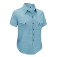 thumbnail image 5 of DayScoop Mens Casual Shirts Solid Color Shirt Short Sleeved Double Pocket Turndown Collar Button Top Tees, 5 of 6