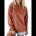 thumbnail image 1 of Sudadera Informal de Larga con Cuello Redondo para Mujer, Sudadera Holgada Rojo Óxido L, 1 of 7