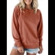 thumbnail image 1 of Sudadera Informal de Larga con Cuello Redondo para Mujer, Sudadera Holgada Rojo Óxido XL, 1 of 7