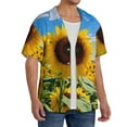 thumbnail image 2 of Rateoe Sky Golden Sunflower Field B Print Mens Front Pocket Hawaiian Shirts Casual Shirts Short Sleeve Button Down Beach Tropical Shirts-3X-Large, 2 of 5