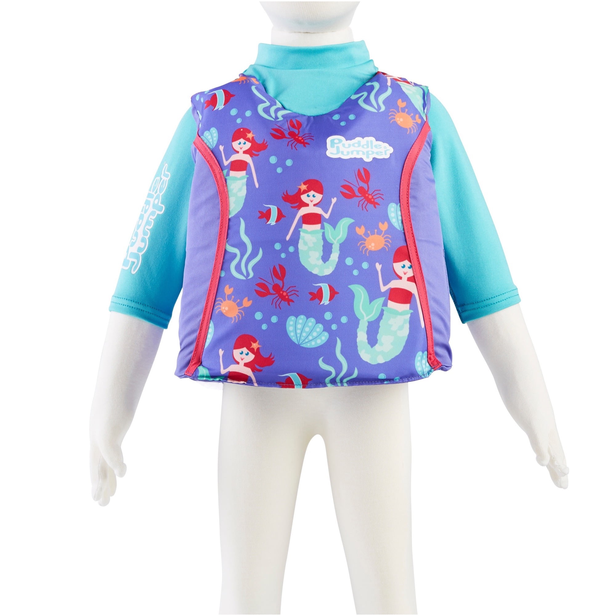 Puddle Jumper Unisex 2-in-1 Life Vest with Rash Guard for Children 33-55 Pounds, Mermaid
