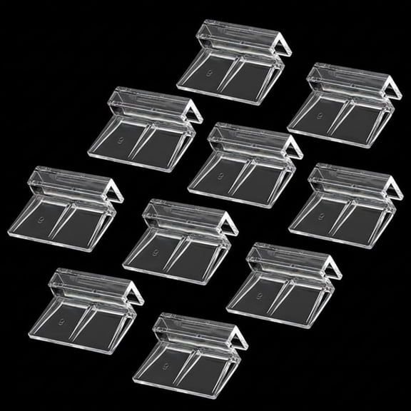 10PCS Aquarium Lid Clips, 6mm Clear Acrylic Fish Tank Lid Holder Aquarium Cover Support Clamps for Rimless Aquarium Glass Top, Plastic Fish Tank Cover, Aquarium Hoods