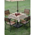 thumbnail image 4 of Outdoor Tablecloths with Umbrella Hole & Zipper, Texas Star Vintage 60x60 Inch Square Tablecloths, Red Retro Berry Wooden Waterproof Table Cloth, Patio/Pool/Picnic Table Covers, 4 of 8