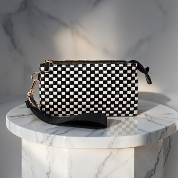 Woven Clutch Wristlet with Detachable Strap with Key Ring