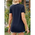 thumbnail image 3 of Fancyglim Women Long Shirts Tunic Casual T shirts Button up Henely Tops, Navy S, 3 of 4