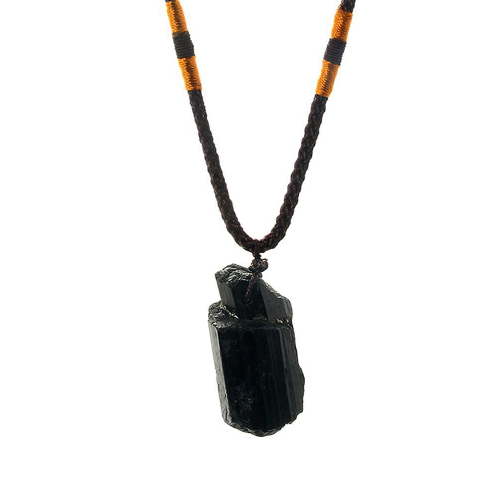 Black Tibetan Tourmaline Quantum Scalar Gemstone Pendant Cord Schorl Protection 