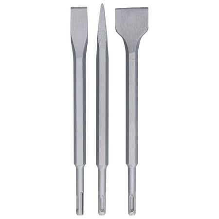 

2024 3Pcs Chisel Carbon Steel Scaling Flat Point Rotating Hammer Drill Bits for Tile Concrete WorkRound Handle