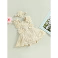 thumbnail image 3 of Suealasg 0-18M Baby Girls Romper 2pcs Infant Newborn Summer Clothes Sleeveless Lace Flowers Embroidery Mesh Jumpsuits Headband, 3 of 9