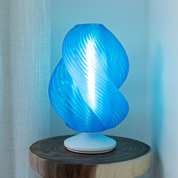 JONATHAN Y Gema 13.5" Mid-Century Coastal Plant-Based PLA 3D Printed Dimmable LED Table Lamp, Clear Blue/White, USA1009B