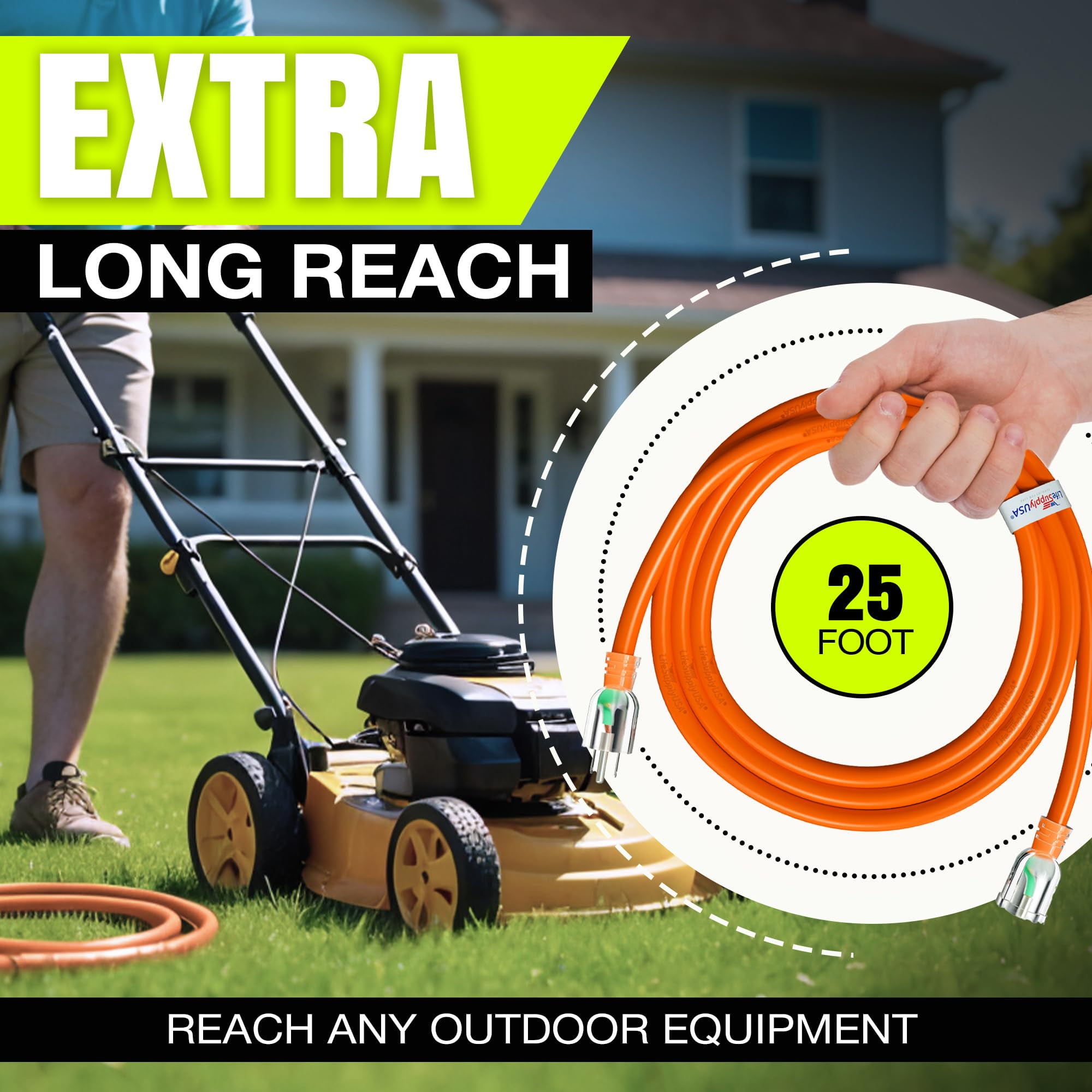 LifeSupplyUSA 25FT 12 Gauge Orange 3 Prong SJTW Heavy Duty Extension Cord