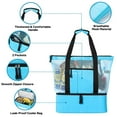 thumbnail image 3 of Yunnyp Mesh Beach Tote Bag，Large Beach Bags with cooler, Large Capacity Detachable Tote Bag Insulated Cooler Bag， Waterproof Sandproof Swim Pool Travel Daily Beach Tote Bag, Blue, 3 of 7