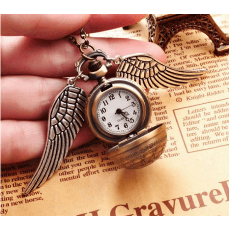 Harry Potter Golden Snitch Watch Necklace Quidditch Pocket Clock Pendant