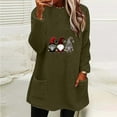 thumbnail image 2 of CFLVAEK Christmas Sweatshirts for Women Plus Size Fuzzy Sherpa Fleece Sweatshirt Round Neck Thermal Pullover Tops Cute Xmas Elf Graphic Loungewear with Pockets Army Green S, 2 of 5