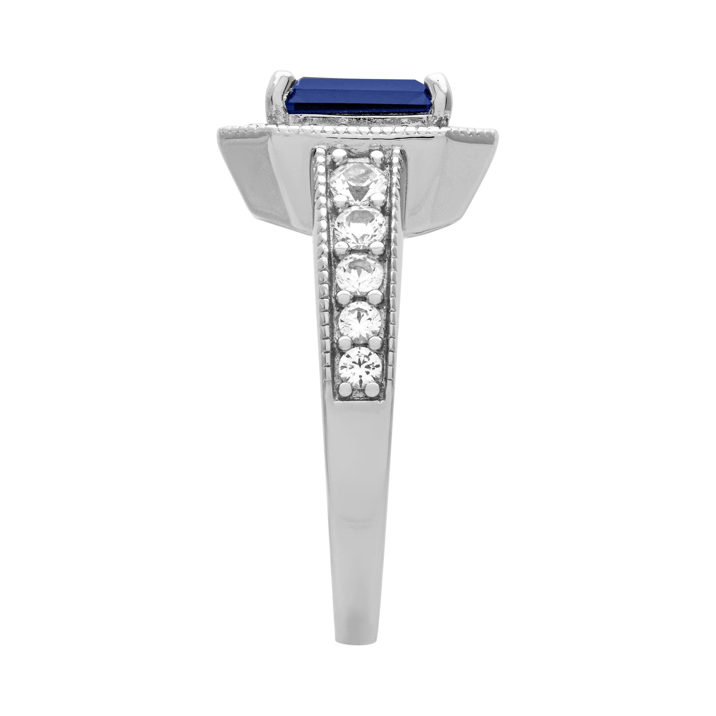 Keepsake 2 1/2 Carat TGW Created Blue & White Sapphire "Neptune Gem" Women's Engagement Ring in Sterling Silver