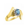 thumbnail image 4 of Rylos Bague Designer Florale avec Pierre Précieuse Ovale 6X4MM & Diamants Étincelants en Plaqué Or Jaune Argent - Pierre de Naissance Topaze Bleue Taille 6, 4 of 7