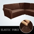 thumbnail image 4 of Eurhowing 5-Seater L-Shaped Sofa Cover, Stretch Velvet Soft Couch Slipcover for Sectional Corner Sofa, Non-Slip Furniture Protector, Coffee, 4 of 13