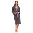 thumbnail image 3 of Women’s 100% Terry Cotton Bathrobe Toweling Dressing Gown Robe Two Tone CharGray, 3 of 6