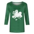 thumbnail image 4 of BLVB Women's 3/4 Sleeve St Patricks Day Shirts Casual Crewneck Festival Tees Green Tops Shamrock Tunics Blouses, 4 of 5