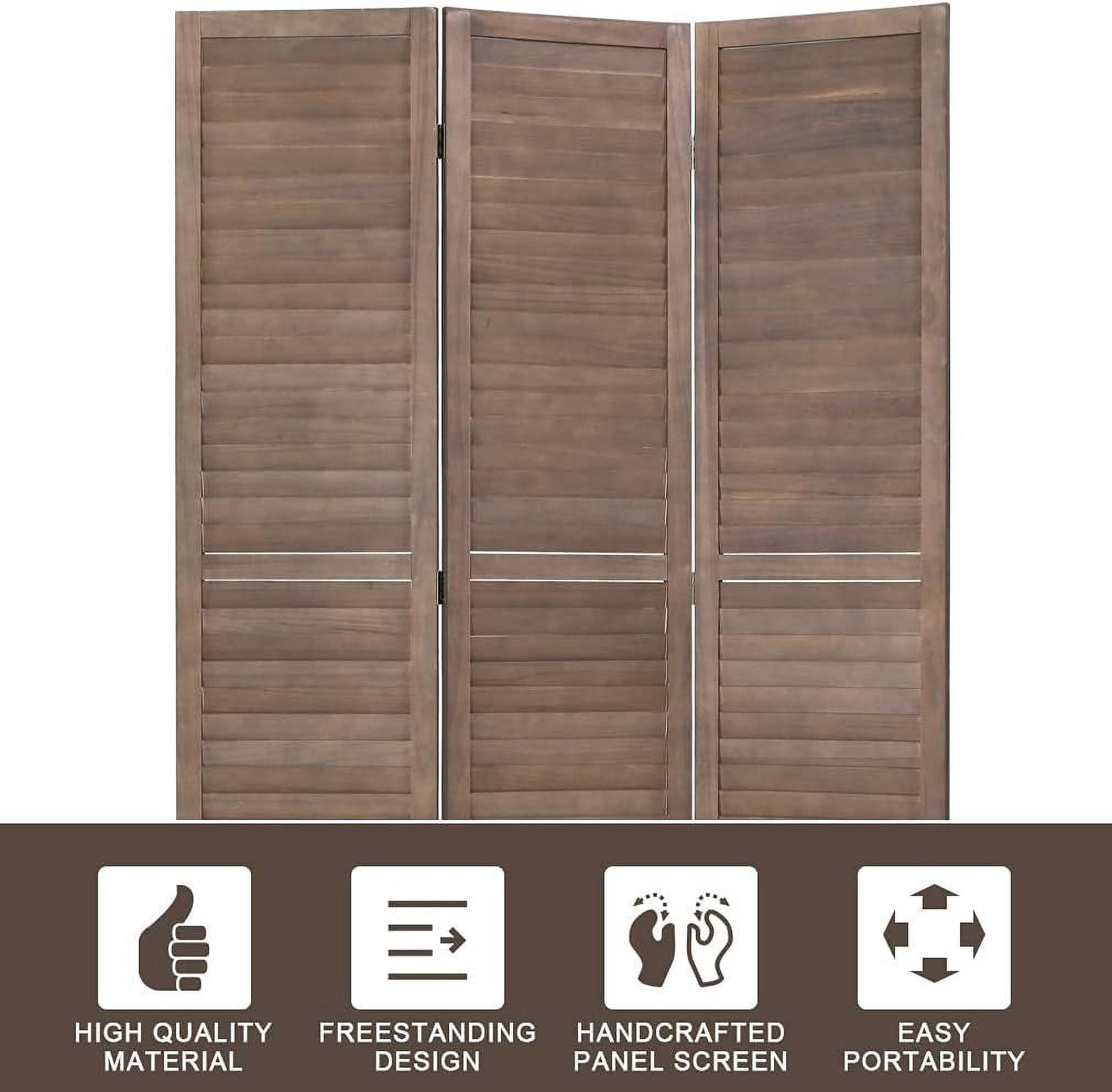 Dkelincs 3 Panel Wood Room Divider 4.3ft Tall Folding Privacy Screen Wall Divider 67"×16" Each Panel Wood Screen, Brown