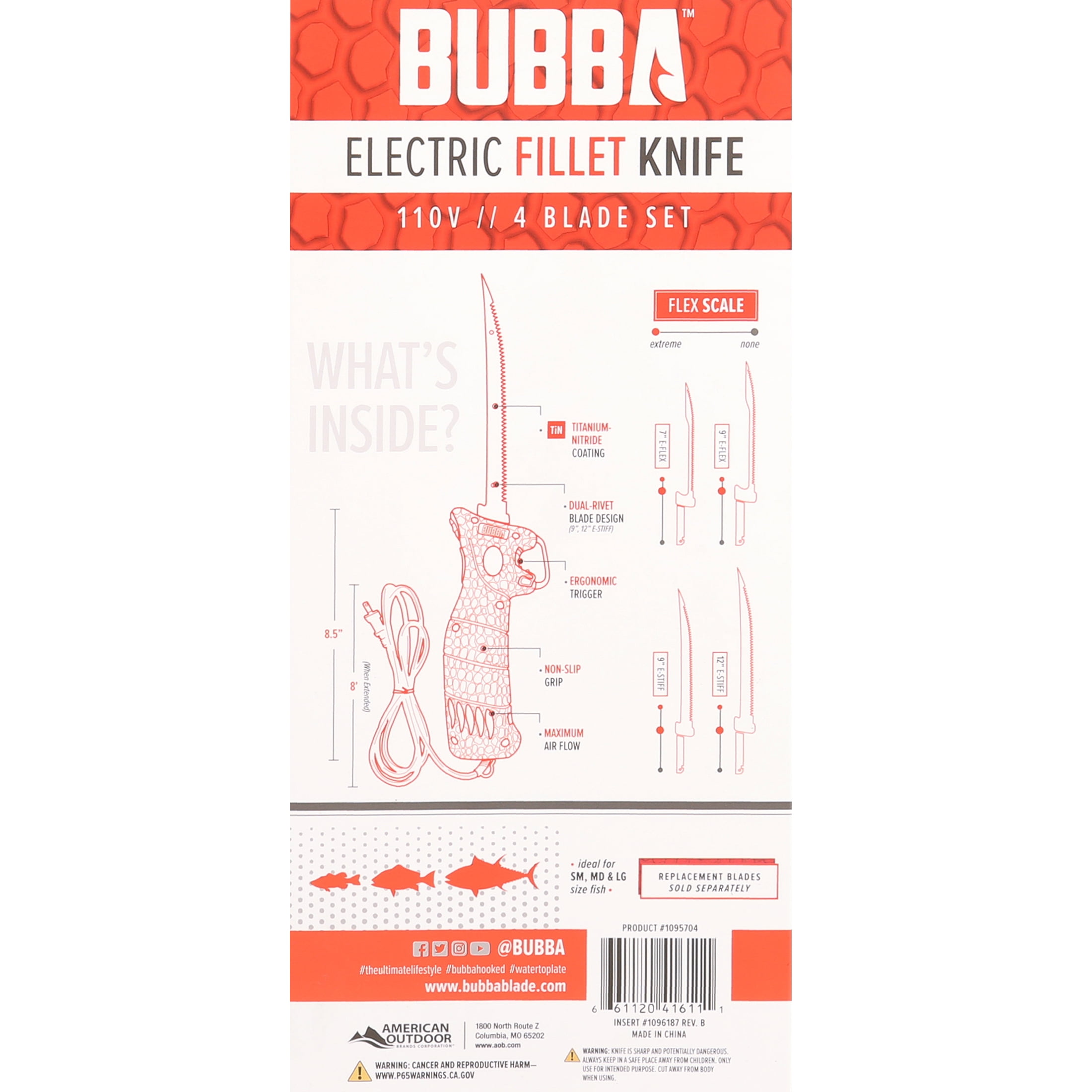 Bubba Blades 9 E-Stiff, Electric Fillet Knife Replacement Blade