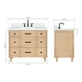 thumbnail image 2 of Ariel Monroe 43 Inch Single Rectangular Sink Bathroom Vanity With Pure White Quartz Countertop 1.5 inch Edge In Oak, 2 of 7