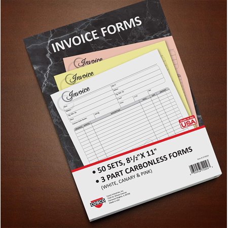 Cosco® Invoice Form Book with Slip, Artistic, 8 1/2 x 11, 3-Part ...