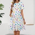 thumbnail image 2 of Watercolor Confetti White Background Dress Summer Street Style Dresses Female Short Sleeve Printed Sundress, 2 of 7