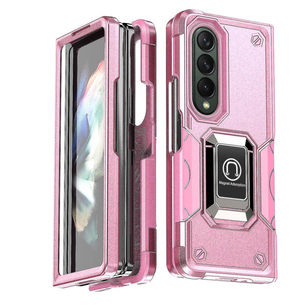 Funda Super Case para Samsung Z Fold 4, compatible con soporte magnético para coche, protección total de 360°, soporte de anillo