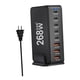 thumbnail image 5 of Cargador USB C de 268 W, adaptador de escritorio de carga rápida, 8 puertos, cargador GaN de escritorio Negro, 5 of 9