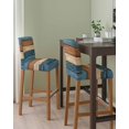 thumbnail image 2 of Farmhouse Navy Blue Brown Bar Stool Covers Set of 2, Vintage Wooden Striped Stretch Washable Bar Chair Covers with Backs, Removable Pub Counter Height Chair Cover for Kitchen Dining Room Cafe, 2 of 7