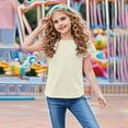 thumbnail image 2 of SROBPTY Kids Boys and Girls 3-14 Years Short Sleeve Round Neck Solid Hollow Out Ruffle Sleeve Casual Tshirt Top White, 9-10 Years, 2 of 5