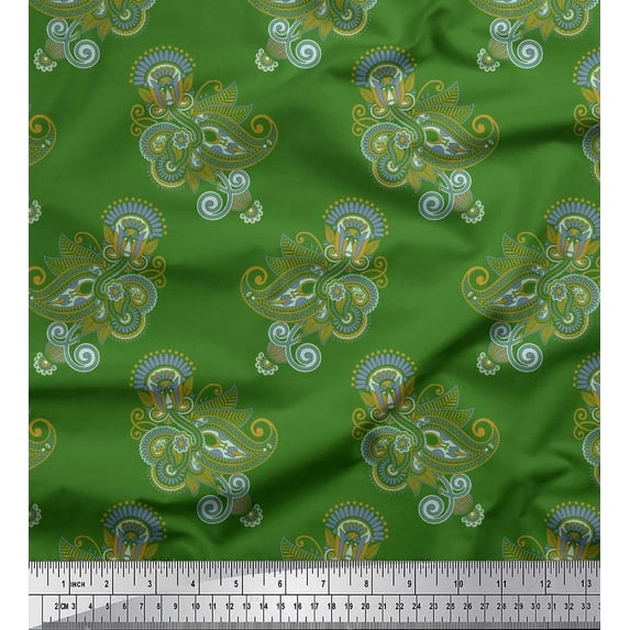 Soimoi polyester Crepe Fabric Artistic Paisley Print Sewing Fabric Yard 52 Inch Wide