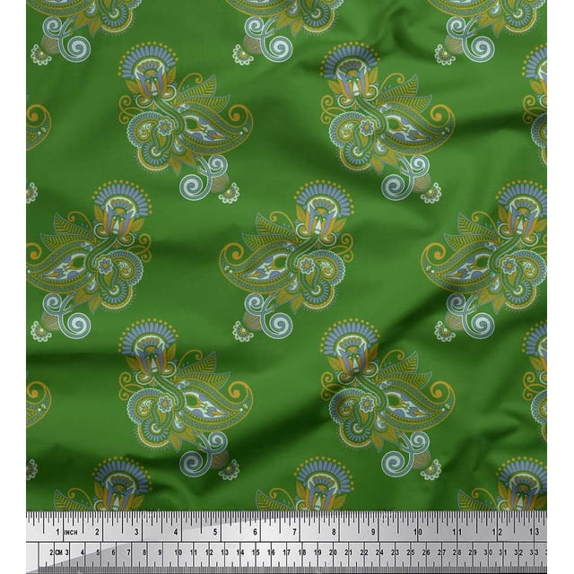 Soimoi polyester Crepe Fabric Artistic Paisley Print Sewing Fabric Yard 52 Inch Wide